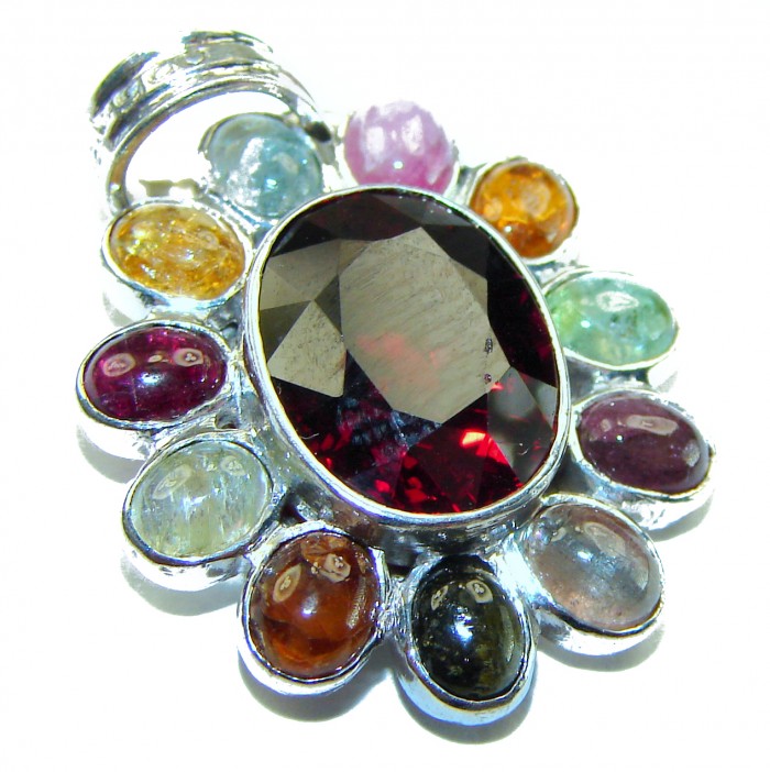 Authentic 8.5 carat Ruby Tourmaline .925 Sterling Silver handcrafted Pendant