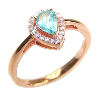 Atlantica 2.5 carat genuine pear shape Swiss Blue Topaz 18K Gold over .925 Sterling Silver handmade Ring size 6