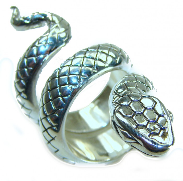 Large Boa Snake .925 Sterling Silver handcrafted Statement SPINAL Ring size 6