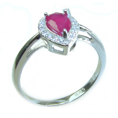 1.8 carat Authentic Ruby .925 Sterling Silver Handcrafted Ring size 7 1/4