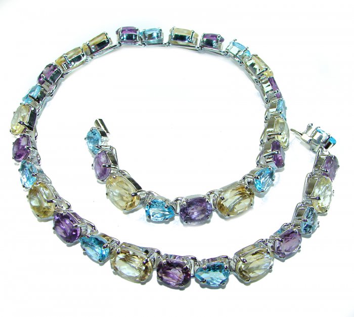 SPECTACULAR Perfect Fusion 225.5 carat authentic MultiGEM .925 Sterling Silver handcrafted necklace - video