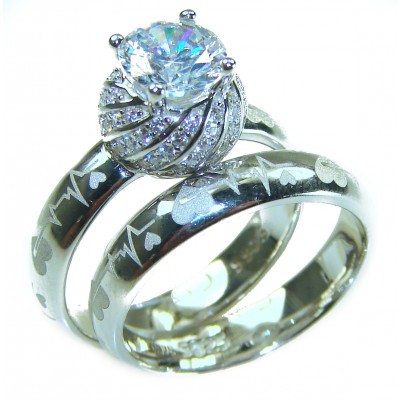 6.8 carat White Topaz .925 Sterling Silver brilliantly handcrafted stack ring s. 7 1/4