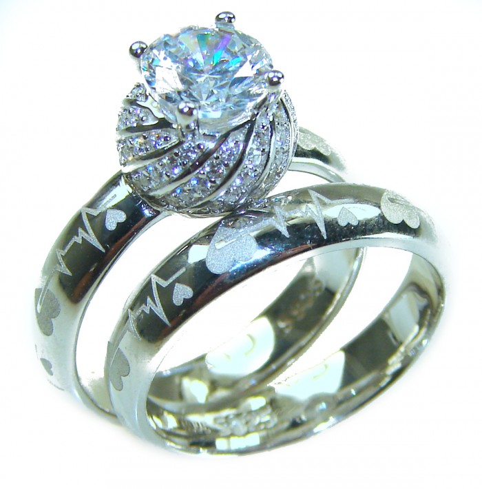 6.8 carat White Topaz .925 Sterling Silver brilliantly handcrafted stack ring s. 7 1/4