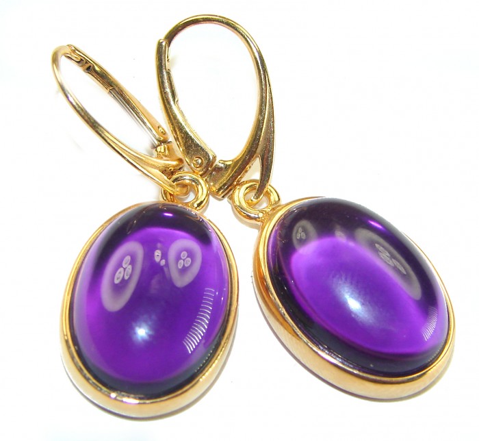 Lavender Beauty authentic 10.2 carat Amethyst 14K Gold over .925 Sterling Silver handcrafted earrings