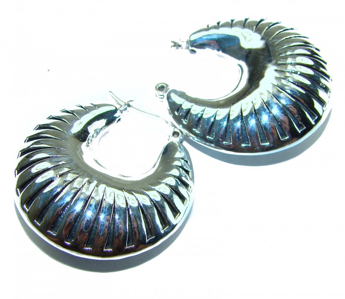 Highly Polished Fancy Modern design .925 Sterling Silver Italy made Earrings
