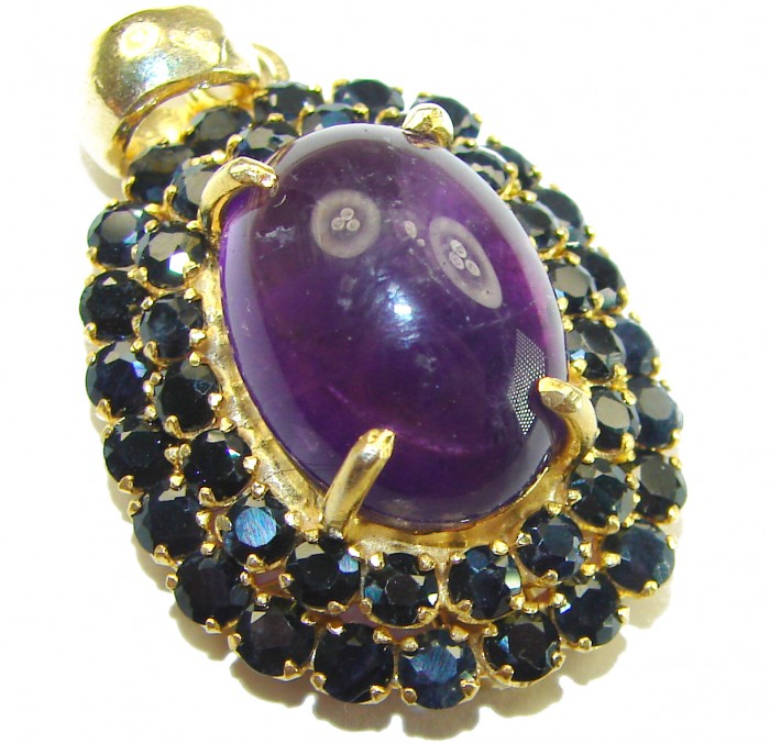 Beautiful Purple Treasure 22.5 carat Amethyst Sapphire 14K Gold over .925 Sterling Silver handcrafted Pendant