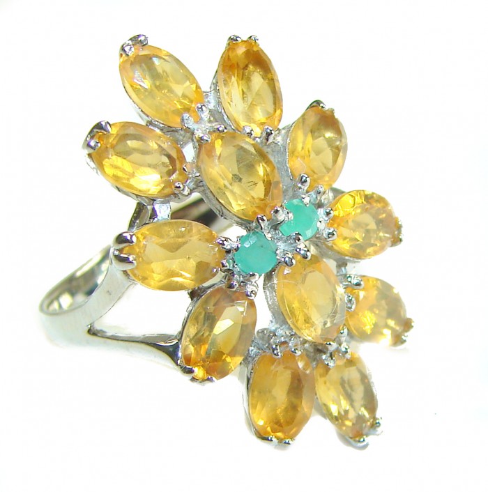 Real Beauty 8.5 carat Authentic Citrine .925 Sterling Silver handcrafted Statement ring size 8