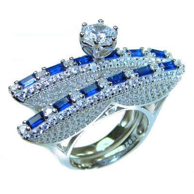 Extravaganza Large 5.6 carat Sapphire .925 Sterling Silver brilliantly handcrafted stack up ring s. 6