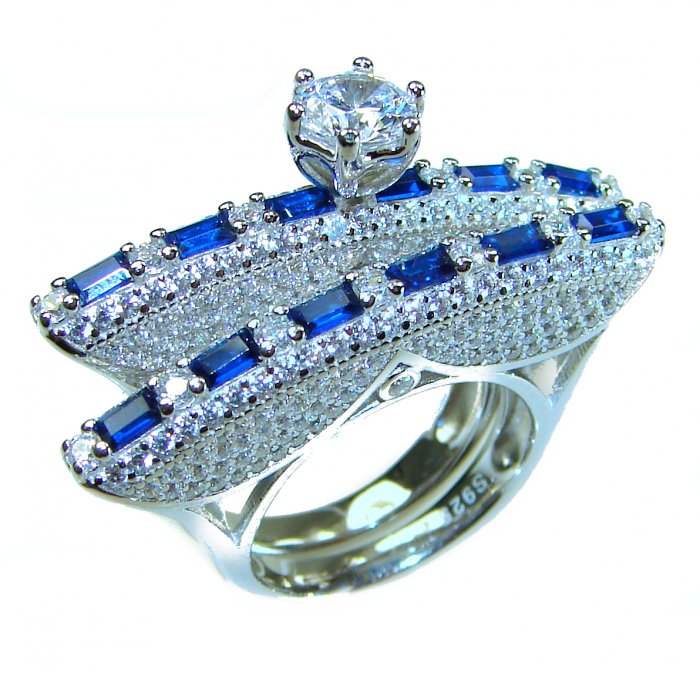 Extravaganza Large 5.6 carat Sapphire .925 Sterling Silver brilliantly handcrafted stack up ring s. 6 - video