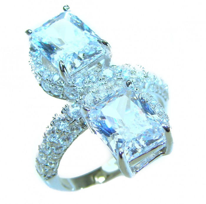 10.8 carat White Topaz .925 Sterling Silver brilliantly handcrafted ring s. 7