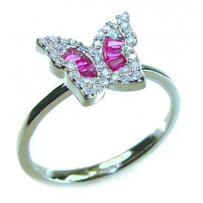 Art Deco 1.8 carat Authentic Ruby .925 Sterling Silver Handcrafted Ring size 7 1/4