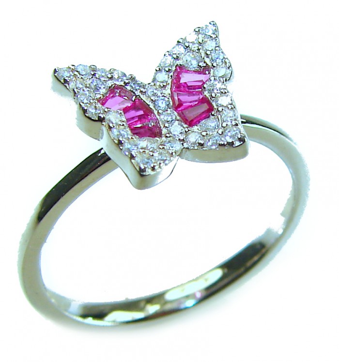 Art Deco 1.8 carat Authentic Ruby .925 Sterling Silver Handcrafted Ring size 7 1/4