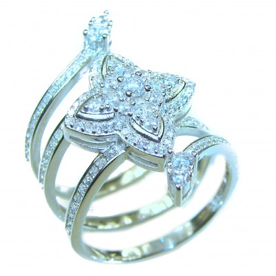 6.8 carat White Topaz .925 Sterling Silver brilliantly handcrafted stack ring s. 7