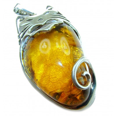 Tomcat 30.9 grams Prehistoric Authentic Baltic Amber .925 Sterling Silver beautifully handcrafted Large Pendant