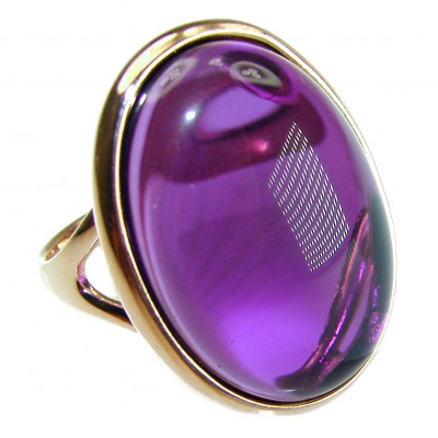 Purple Full Moon authentic 18.5 carat Amethyst 14K Gold over .925 Sterling Silver Handcrafted Large Ring size 9