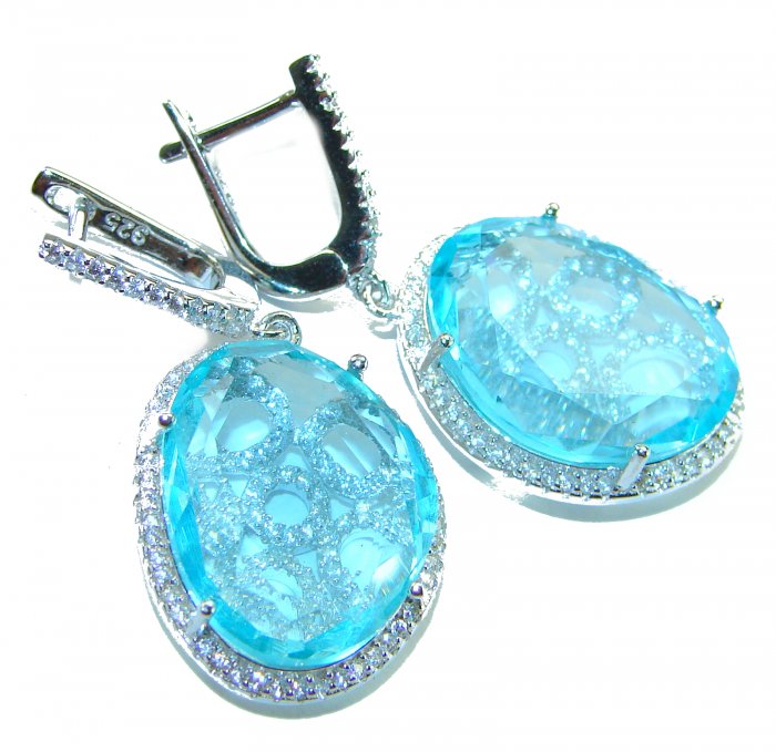 Eau Pure 18.5 carat Swiss Blue Topaz .925 Sterling Silver Handcrafted Earrings - video