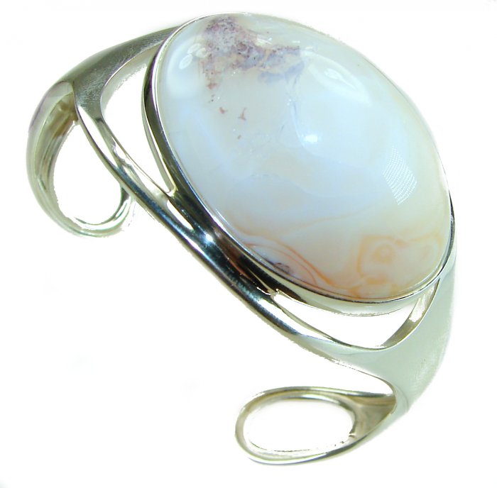 Full of Secrets 125.5 carat Genuine Mexican white Fire Opal handcrafted .925 Sterling Silver Bracelet / Cuff - video