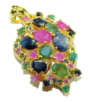 Giovanna - Authentic 15.5 carat Ruby 18K Gold over .925 Sterling Silver handcrafted Pendant