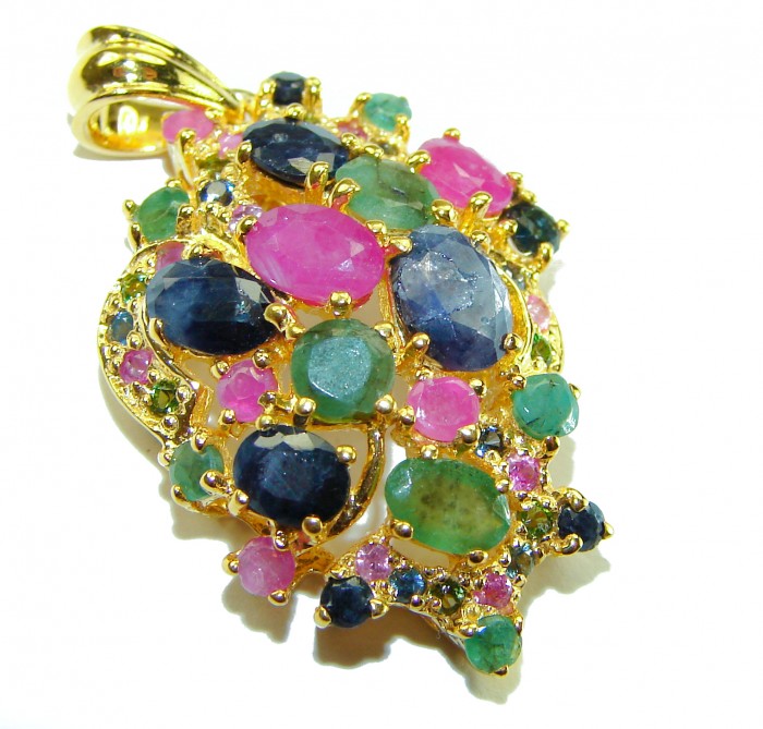 Giovanna - Authentic 15.5 carat Ruby 18K Gold over .925 Sterling Silver handcrafted Pendant