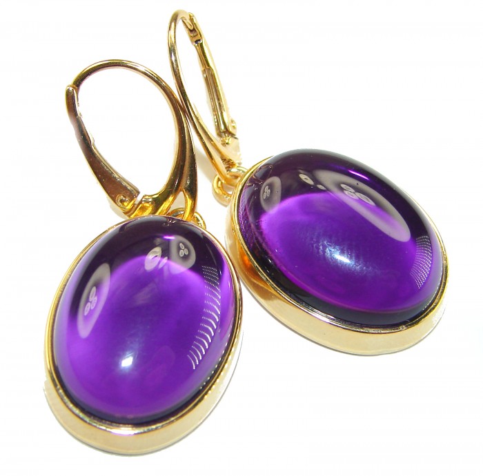 Lavender Beauty authentic 10.2 carat Amethyst 14K Gold over .925 Sterling Silver handcrafted earrings