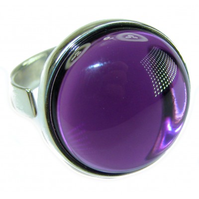 Purple Full Moon Amethyst .925 Sterling Silver Handcrafted Large Ring size 7 ADJUSTABLE