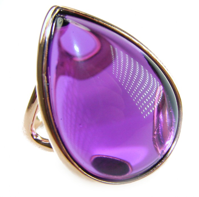 Purple Drop 22.2 carat Amethyst 14K Gold over .925 Sterling Silver Handcrafted Large Ring size 8