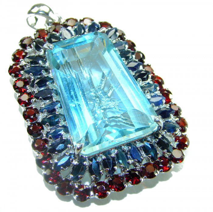 Oceansite authentic 33.5 carat Aquamarine .925 Sterling Silver Handcrafted pendant - video