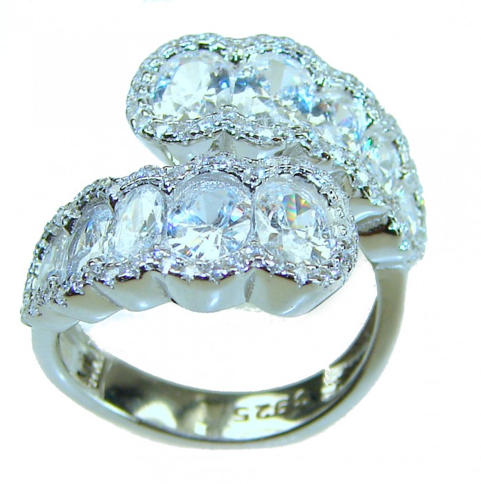 Art Deco Genuine 6.5 carat White Topaz .925 Sterling Silver handcrafted Ring size 5 3/4