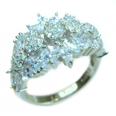 6.8 carat White Topaz .925 Sterling Silver brilliantly handcrafted ring s. 7