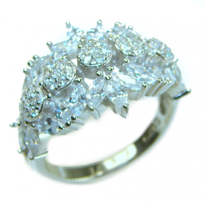 6.8 carat White Topaz .925 Sterling Silver brilliantly handcrafted ring s. 7