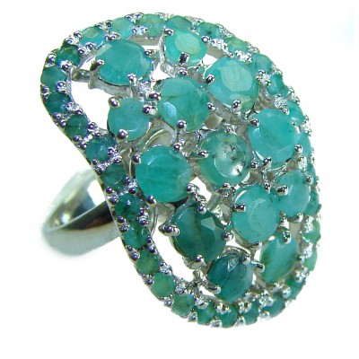 Tiffany- 25.5 ctw Colombian Emerald .925 Sterling Silver handcrafted Statement Ring size 7