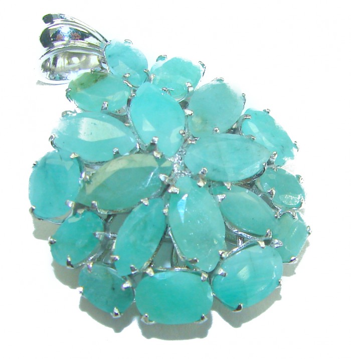 Spectacular 29.8 carat authentic Colombian Emerald .925 Sterling Silver handcrafted Pendant