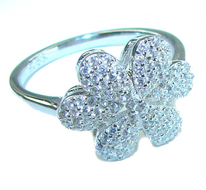 6.8 carat White Topaz .925 Sterling Silver brilliantly handcrafted ring s. 7 1/4