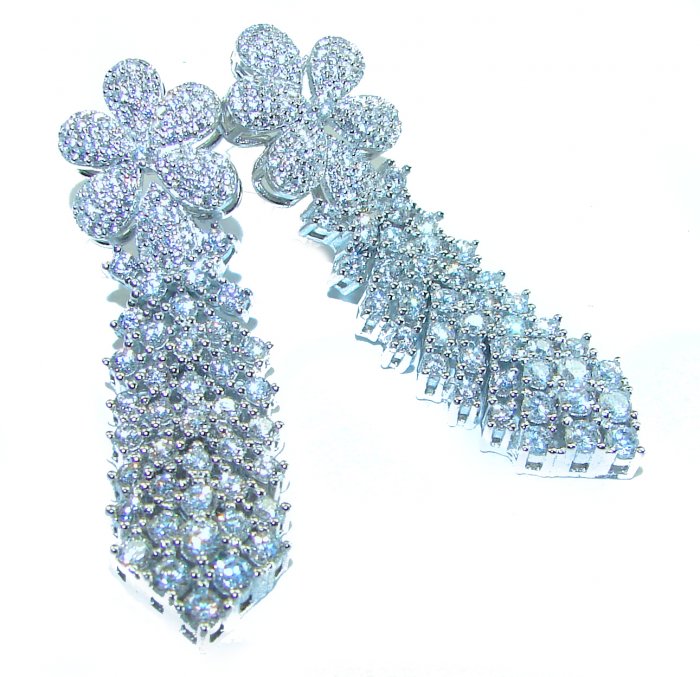 Dazzling Beauty - 22.5 carat White Topaz .925 Sterling Silver handcrafted earrings - video