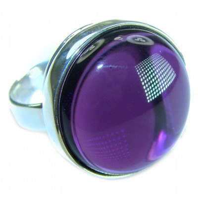 Purple Full Moon Amethyst .925 Sterling Silver Handcrafted Large Ring size 7 ADJUSTABLE