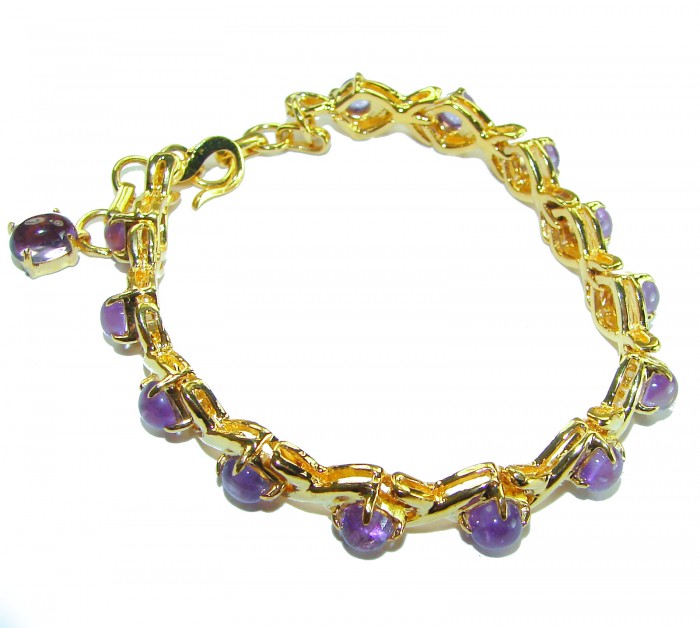 Dolce Vita - Precious Natural 22.5 carat Amethyst 14K Gold over .925 Sterling Silver handcrafted bracelet