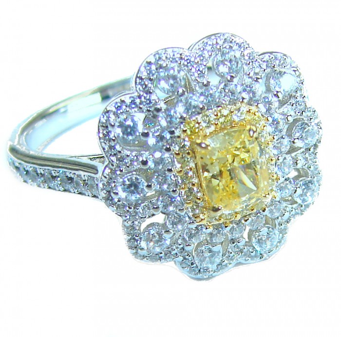1.10 carat yellow Sapphire .925 Sterling Silver brilliantly handcrafted ring s. 7 1/4