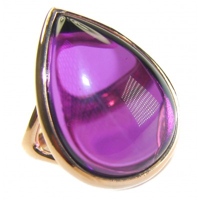 Purple Drop 22.2 carat Amethyst 14K Gold over .925 Sterling Silver Handcrafted Large Ring size 7 1/4