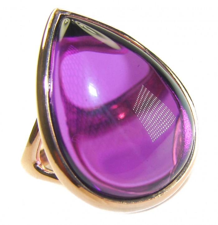 Purple Drop 22.2 carat Amethyst 14K Gold over .925 Sterling Silver Handcrafted Large Ring size 7 1/4