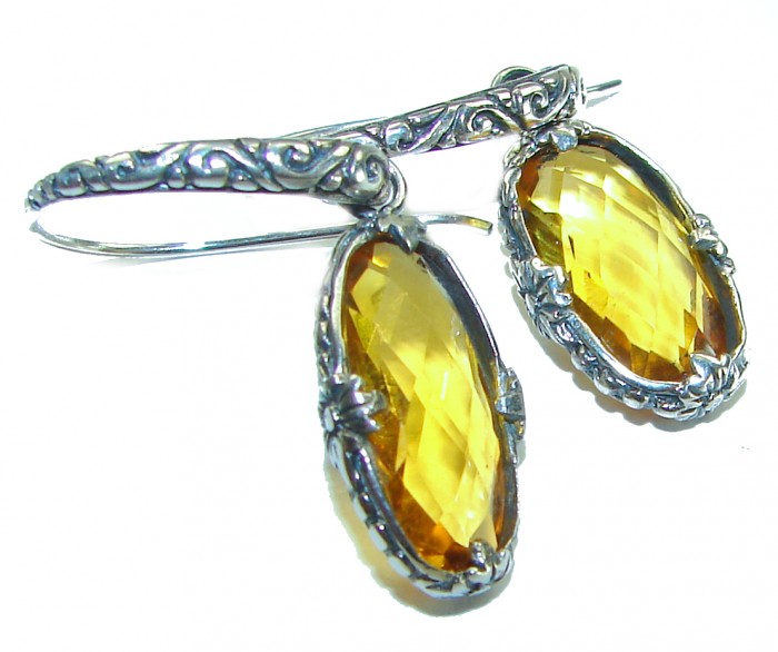 Bali Sun 8.9 CARAT authentic Citrine .925 Sterling Silver handmade Earrings