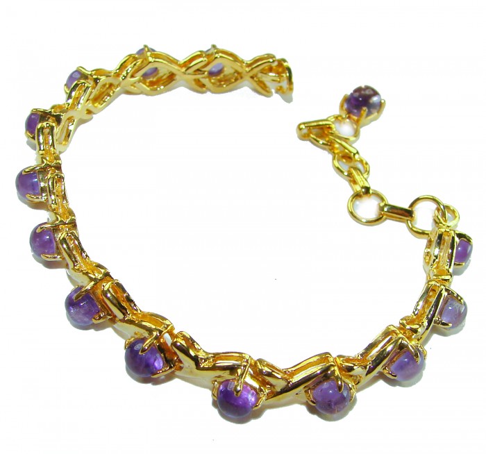 Dolce Vita - Precious Natural 22.5 carat Amethyst 14K Gold over .925 Sterling Silver handcrafted bracelet