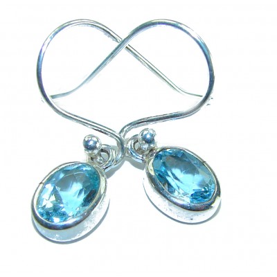 1.7 carat Swiss Blue Topaz .925 Sterling Silver Handcrafted earrings