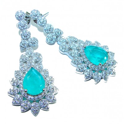 Royalty 8.2 carat Emerald .925 Sterling Silver Statement earrings