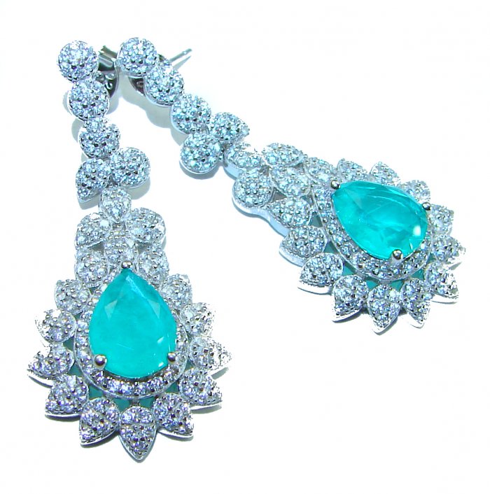 Royalty 8.2 carat Emerald .925 Sterling Silver Statement earrings - video