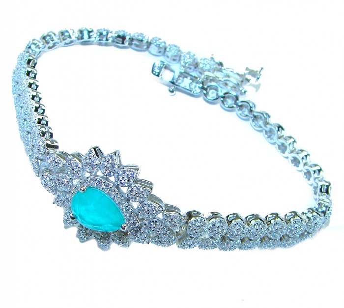 Beauty of Nature- natural 6.5 carat Emerald .925 Sterling Silver handmade Statement Bracelet