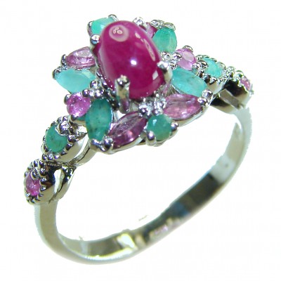 Pure Luxury 2.2 carat natural Ruby .925 Sterling Silver Perfectly handcrafted Ring s. 8