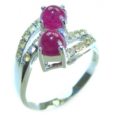Authentic 2.3 carat Ruby .925 Sterling Silver handmade Cocktail Ring s. 7