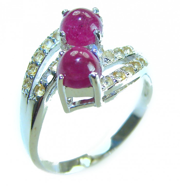 Authentic 2.3 carat Ruby .925 Sterling Silver handmade Cocktail Ring s. 7