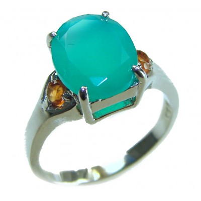 Authentic 2.3 carat Emerald .925 Sterling Silver handmade Cocktail Ring s. 4 3/4