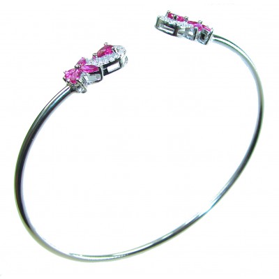 Spectacular 5.5 carat authentic Ruby .925 Sterling Silver handmade bangle Bracelet